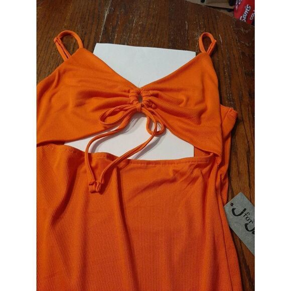 New Large J for Justify Orange Cut Out  Form Fitting Spaghetti Strap Dress NWT - Picture 5 of 5